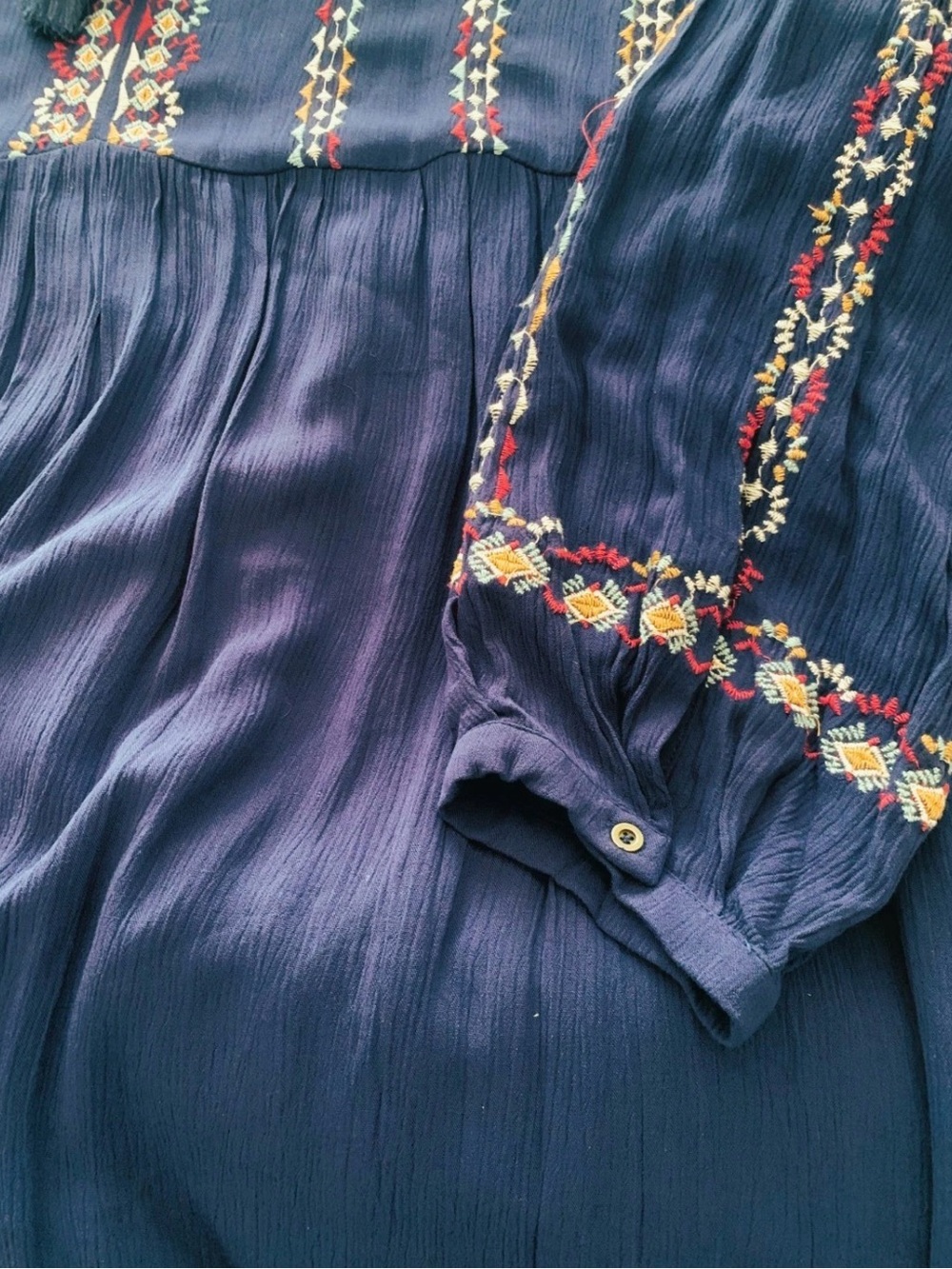 NEW Plus Size 3X Nurture Westbound Long Sleeve V-Neck Embroidered Dress Navy $99 - Picture 7 of 13